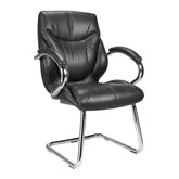 Nautilus Designs Sandown High Back Luxurious Leather Faced Synchronous Visitor Chair With Integrated Headrest & Fixed Arms Black - DPA617AV/LBK DD